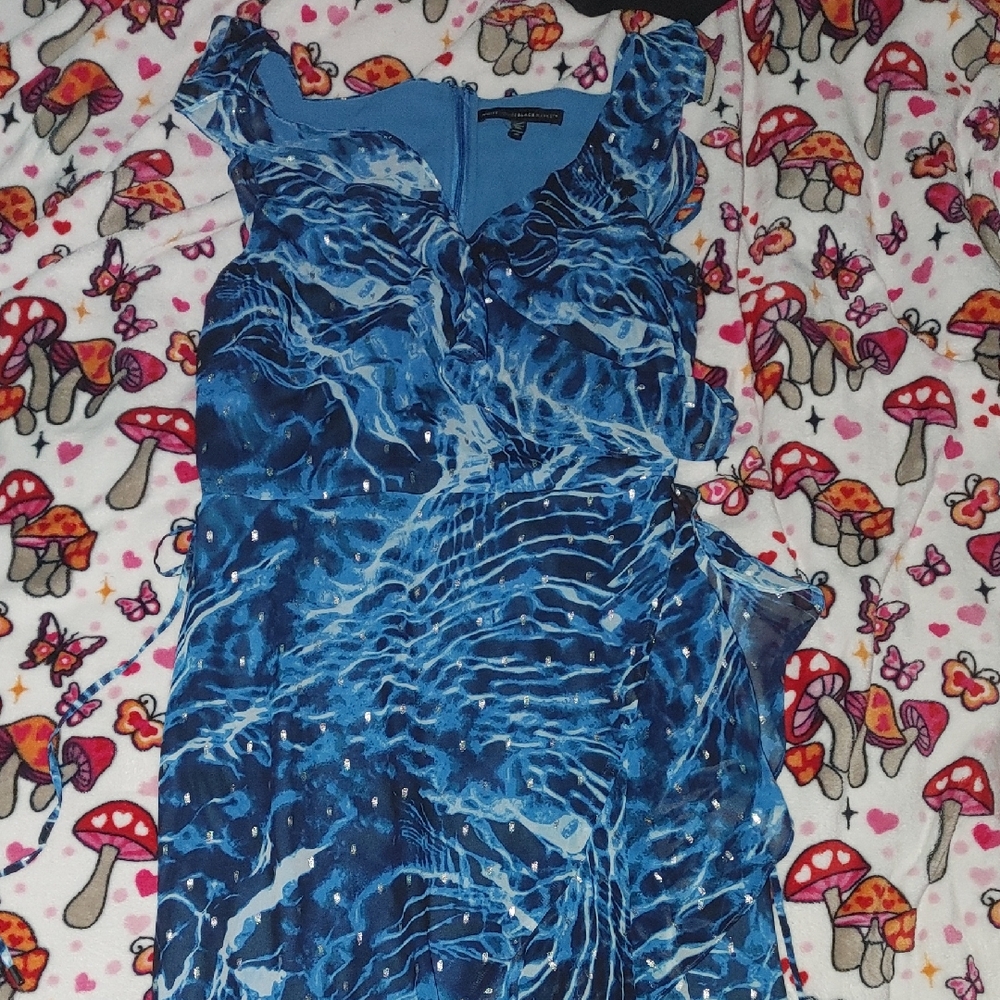 White House Black Market Asymmetrical Blue Dress